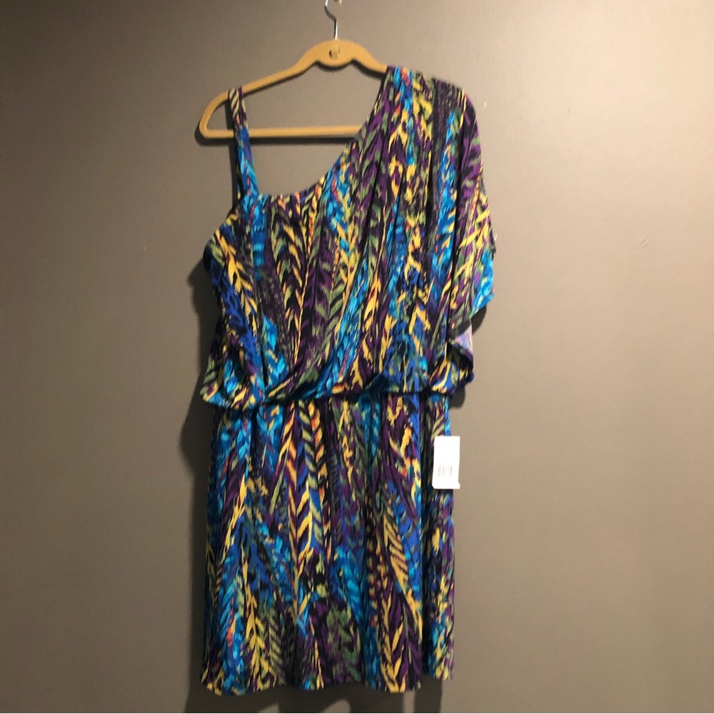 Ronni Nicole Multicolored One Shoulder Dress,